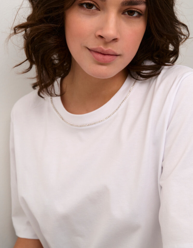 Kaffe Ivana Organic Cotton T-Shirt with Embellished Collar