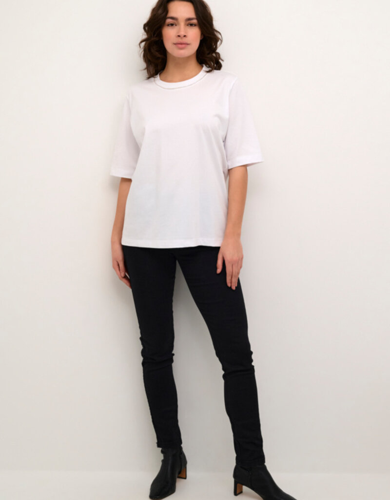 Kaffe Ivana Organic Cotton T-Shirt with Embellished Collar