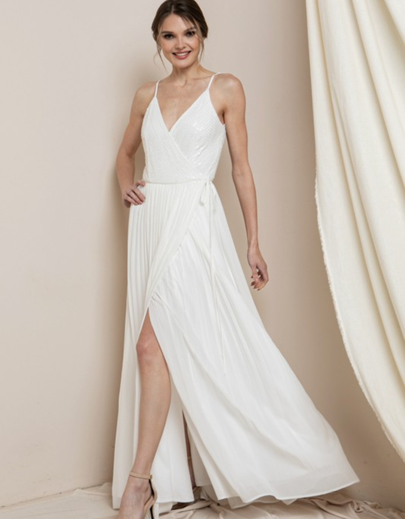 Soieblu Sequoia Sequin Wrap Dress in Ivory