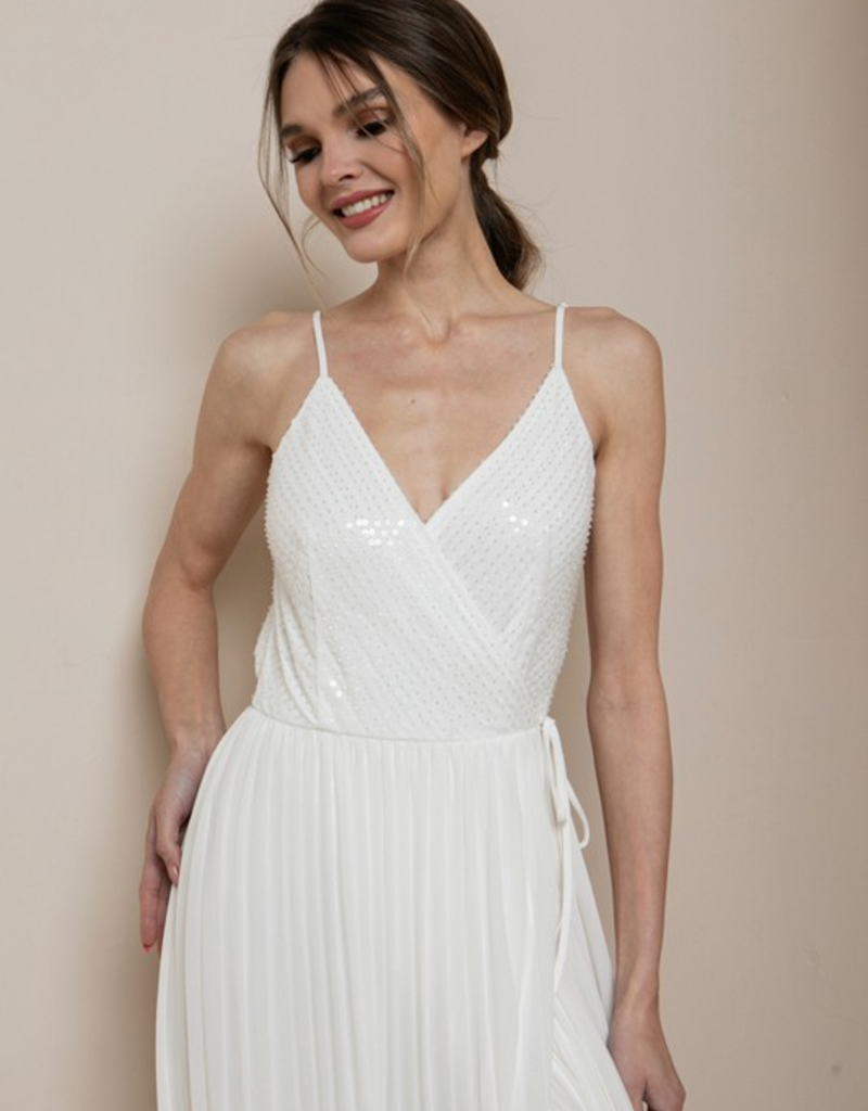 Soieblu Sequoia Sequin Wrap Dress in Ivory
