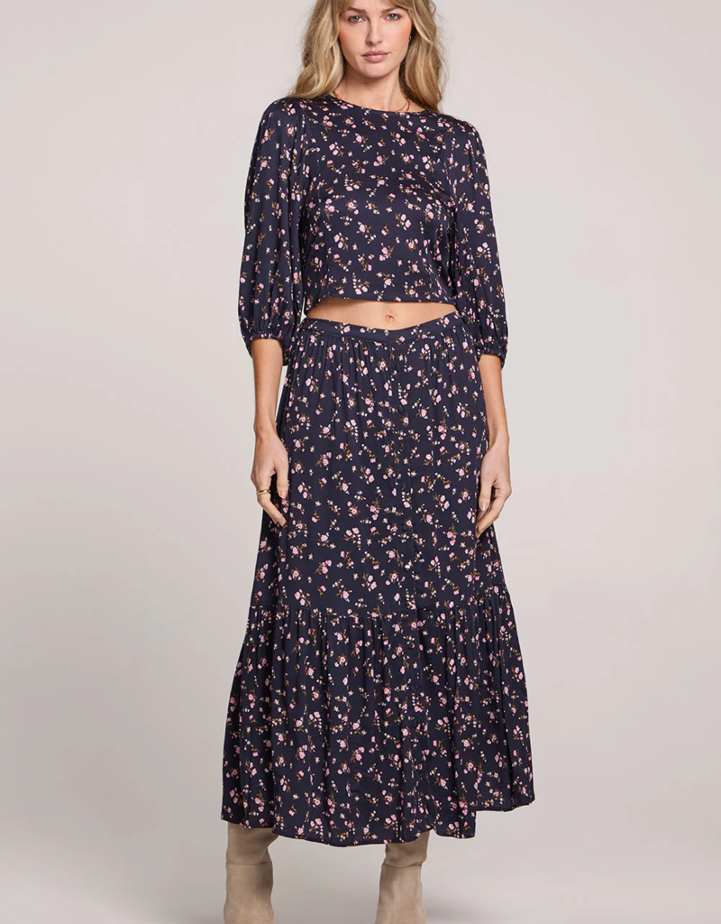 Saltwater Luxe Osiris Maxi Skirt With Slit and Button Detail