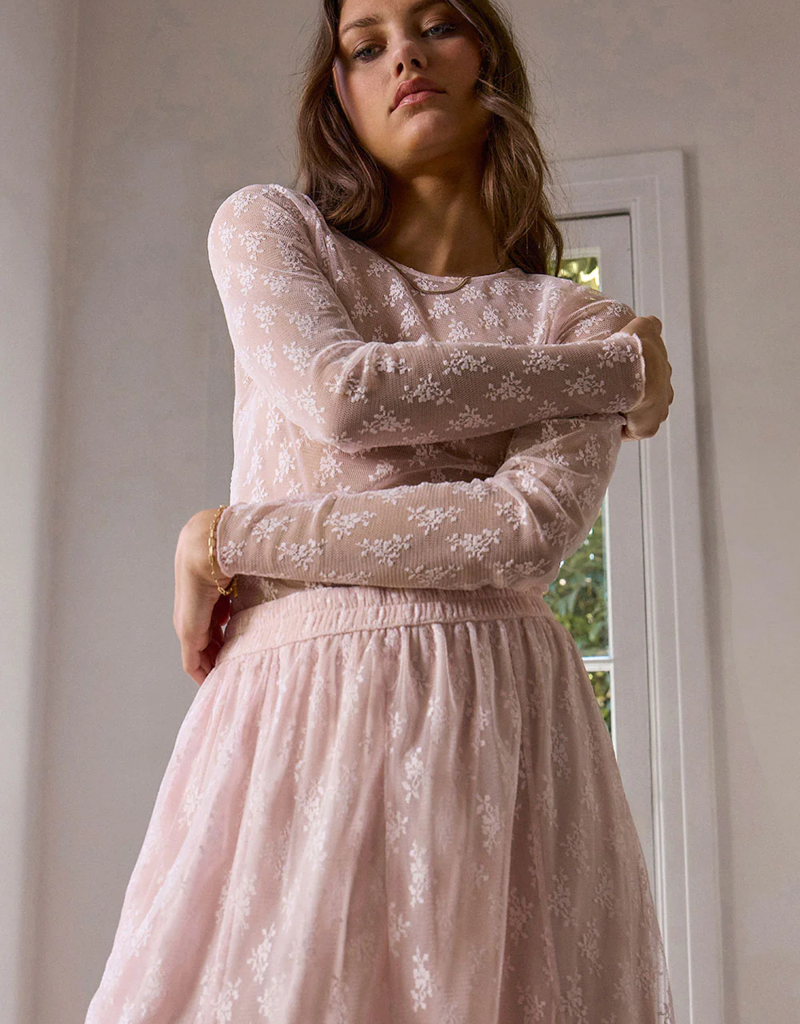 Saltwater Luxe Peony Sheer Lace Top