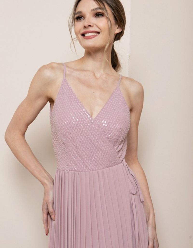 Soieblu Sequoia Sequin Wrap Dress in Dusty Rose