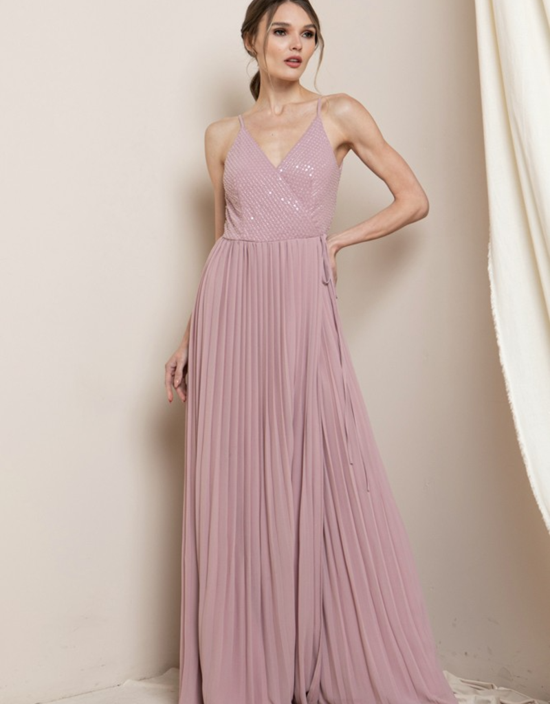 Soieblu Sequoia Sequin Wrap Dress in Dusty Rose