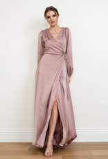 Soieblu Lesa Long Sleeve Satin Maxi Dress in Rose