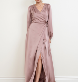 Soieblu Lesa Long Sleeve Satin Maxi Dress in Rose
