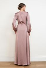 Soieblu Lesa Long Sleeve Satin Maxi Dress in Rose