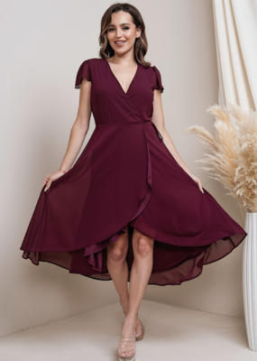 Soieblu Molly Midi Wrap Dress in Burgundy
