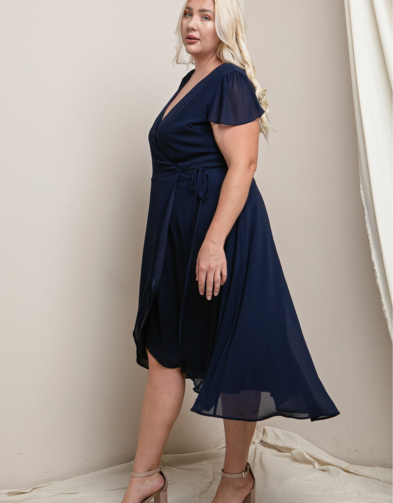 Soieblu Molly Midi Wrap Dress in Navy