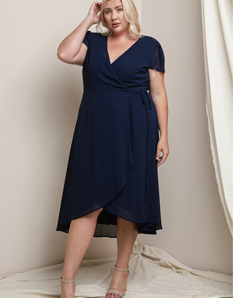 Soieblu Molly Midi Wrap Dress in Navy
