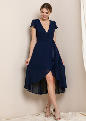 Soieblu Molly Midi Wrap Dress in Navy