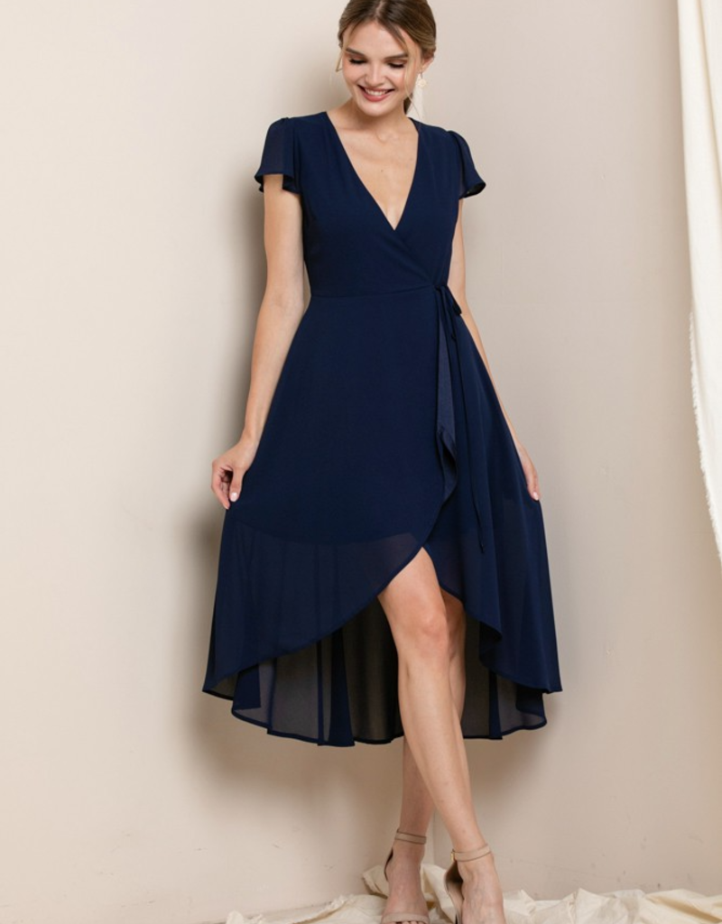 Soieblu Molly Midi Wrap Dress in Navy
