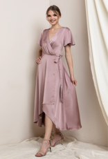 Soieblu Lexi Satin Midi Dress in Rose