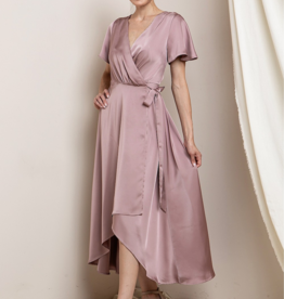 Soieblu Lexi Satin Midi Dress in Rose