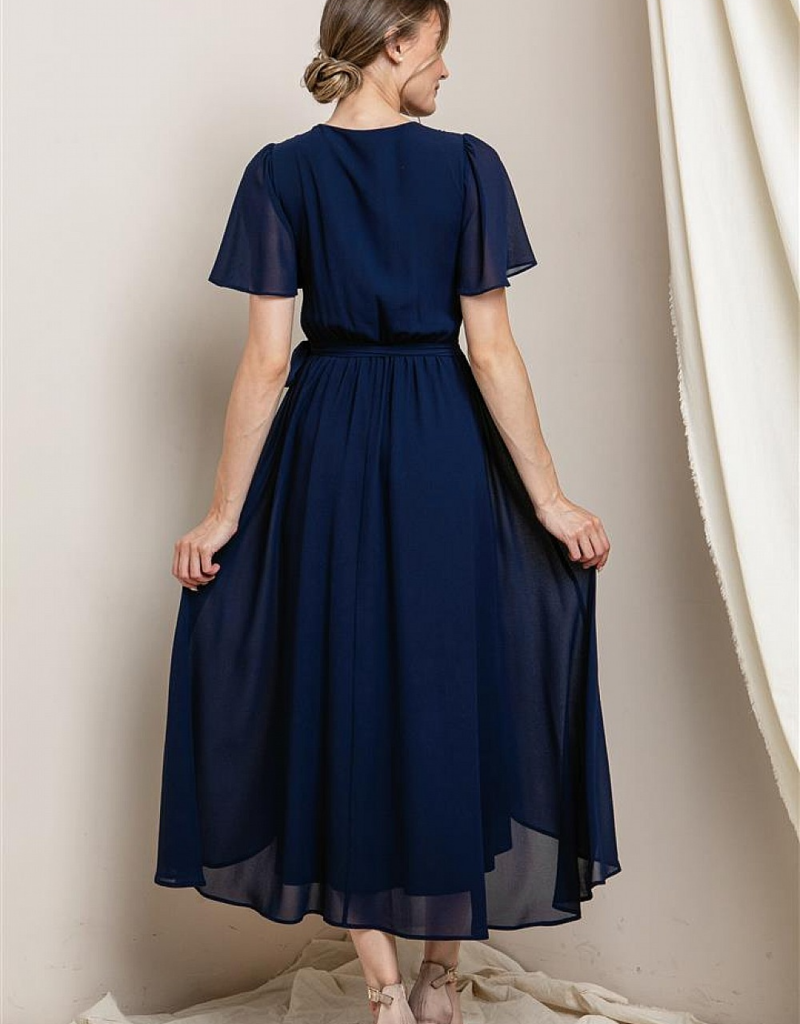 Soieblu Lexi Midi Wrap Dress in Navy
