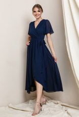 Soieblu Lexi Midi Wrap Dress in Navy