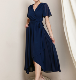 Soieblu Lexi Midi Wrap Dress in Navy
