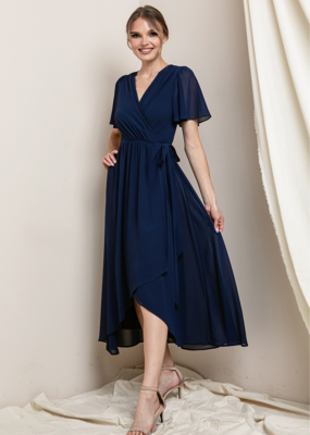 Soieblu Lexi Midi Wrap Dress in Navy