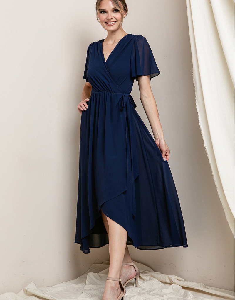 Soieblu Lexi Midi Wrap Dress in Navy