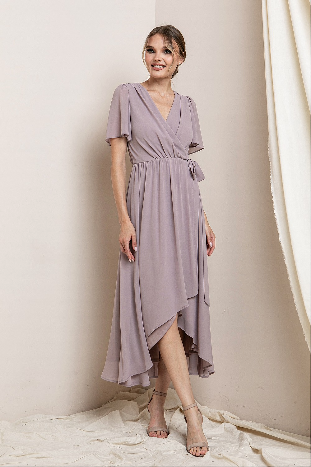 knee length dresses for ladies Navy Satin Wrap Midi Dress  InTheStyle