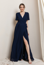 Soieblu Georgia Pleated Maxi Dress in Navy