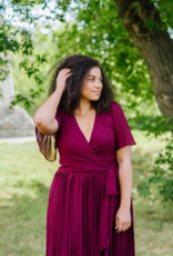 Soieblu Georgia Pleated Maxi Dress in Burgundy (FINAL SALE)