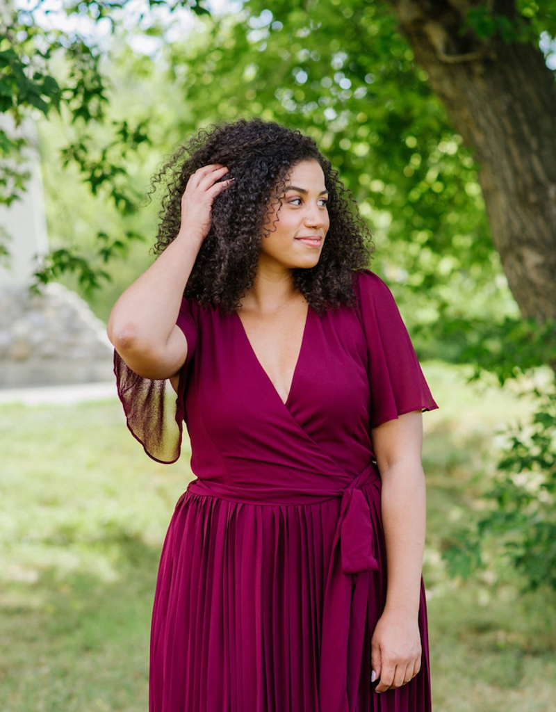 Soieblu Georgia Pleated Maxi Dress in Burgundy
