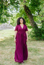Soieblu Georgia Pleated Maxi Dress in Burgundy