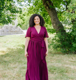 Soieblu Georgia Pleated Maxi Dress in Burgundy