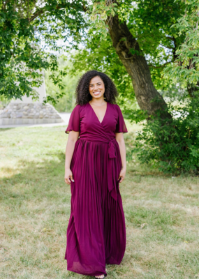 Soieblu Georgia Pleated Maxi Dress in Burgundy