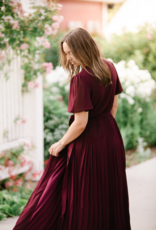 Soieblu Georgia Pleated Maxi Dress in Burgundy (FINAL SALE)