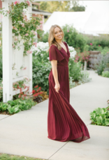 Soieblu Georgia Pleated Maxi Dress in Burgundy
