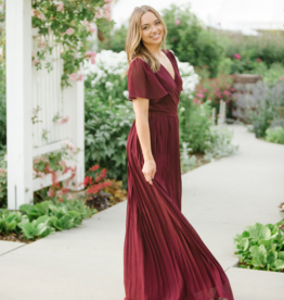 Soieblu Georgia Pleated Maxi Dress in Burgundy