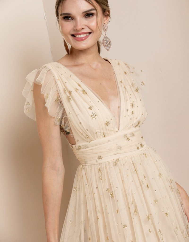 Soieblu Star Maxi Dress in Gold