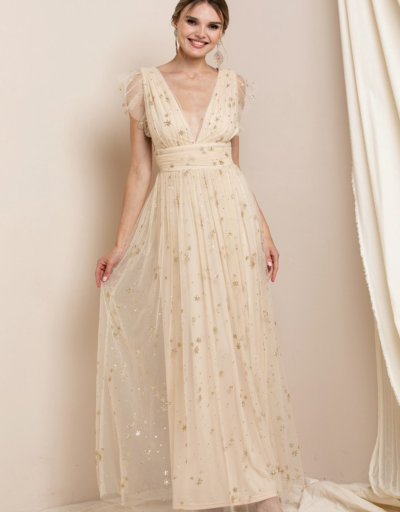 Soieblu Star Maxi Dress in Gold