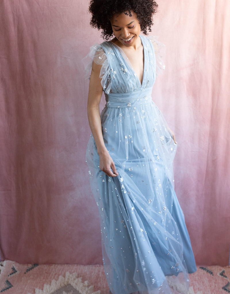 Soieblu Star Maxi Dress in Dusty Blue