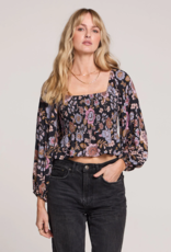 Saltwater Luxe Lelani Puff Sleeve Black Crop Top