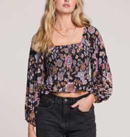 Saltwater Luxe Lelani Puff Sleeve Black Crop Top *Only One Left - XS*