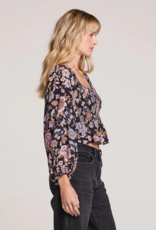 Saltwater Luxe Lelani Puff Sleeve Black Crop Top