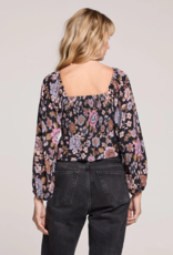 Saltwater Luxe Lelani Puff Sleeve Black Crop Top