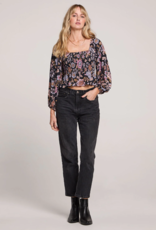Saltwater Luxe Lelani Puff Sleeve Black Crop Top