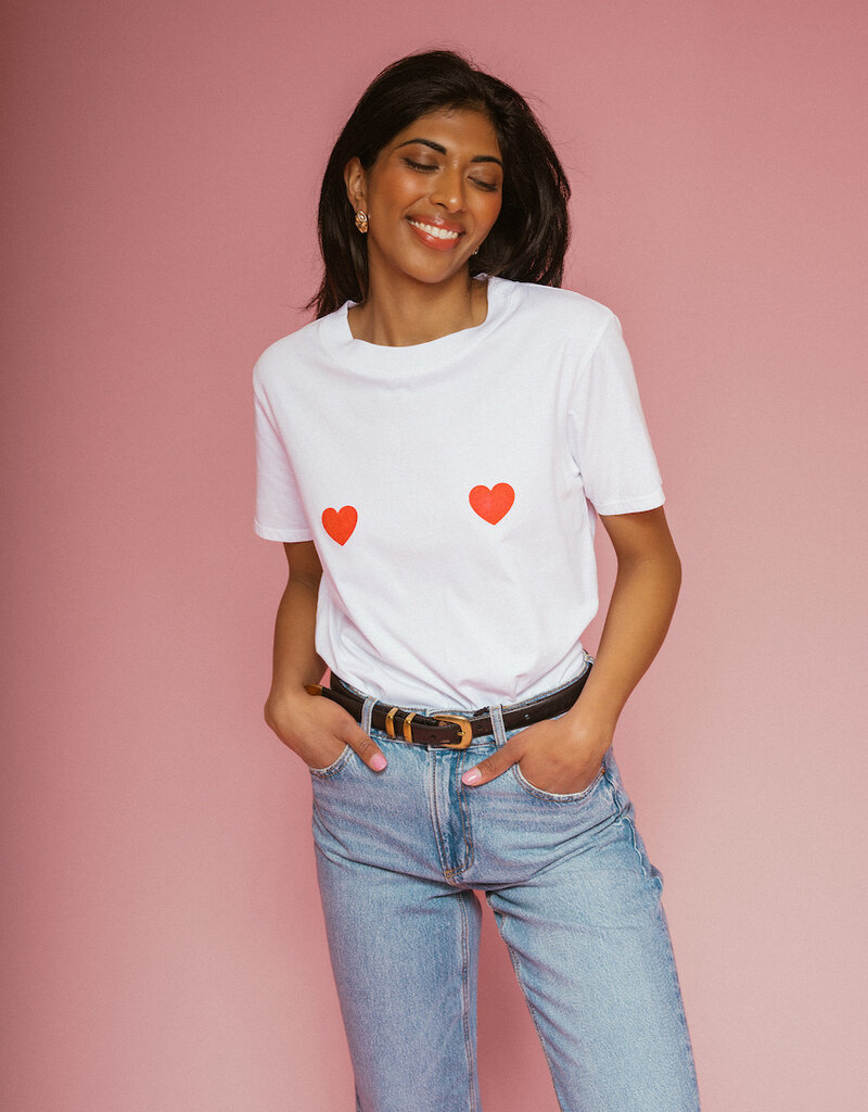 Brunette the Label Double Heart Classic Tee