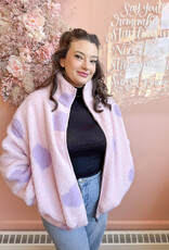 Brunette the Label All Over Heart Sherpa Jacket