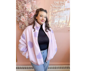 All Over Heart Sherpa Jacket Adorn Boutique