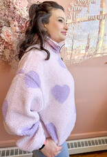 Brunette the Label All Over Heart Sherpa Jacket