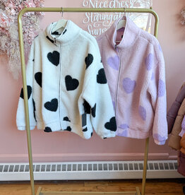 Brunette the Label Brunette the Label - All Over Heart Sherpa Jacket *Two Colours*