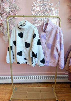 Brunette the Label Brunette the Label - All Over Heart Sherpa Jacket *Two Colours*