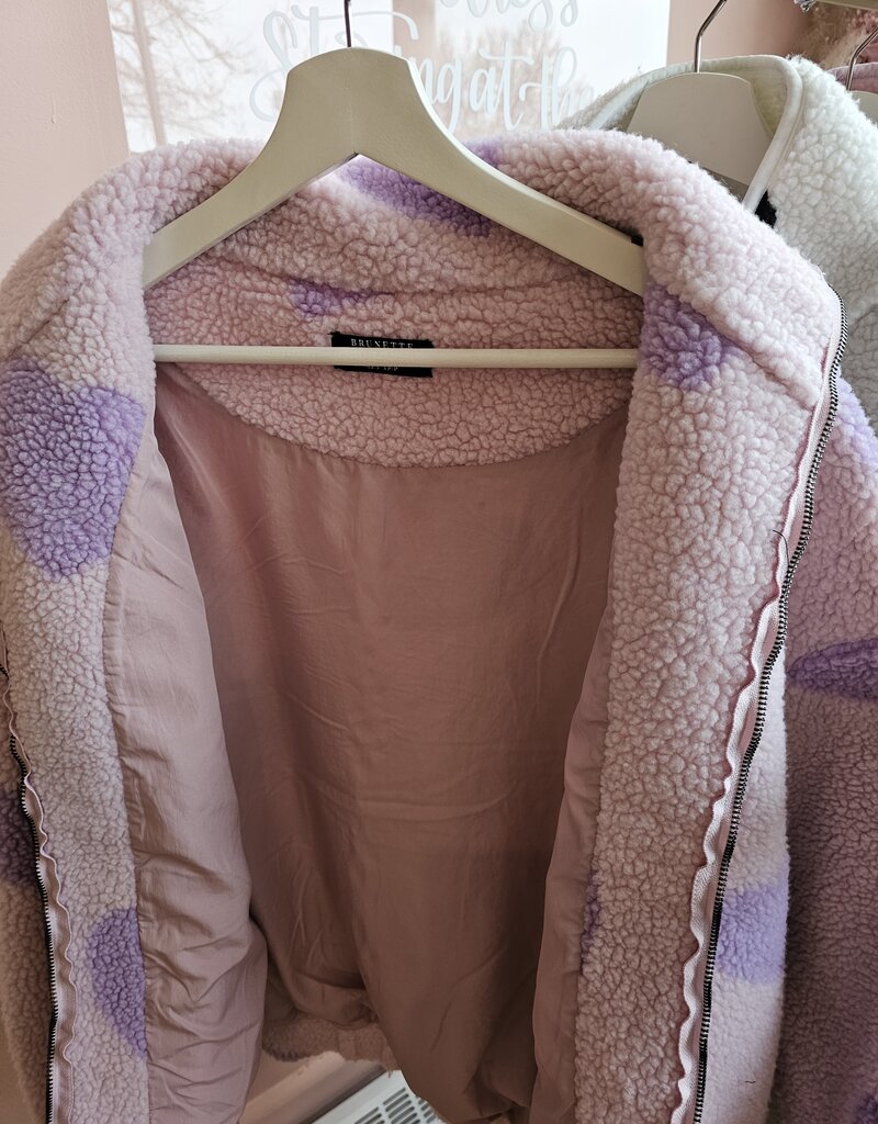 Brunette the Label All Over Heart Sherpa Jacket