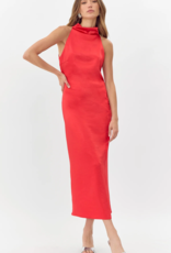 Greylin Breylen Mock Neck Satin Midi Dress