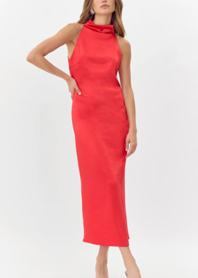 Greylin Breylen Mock Neck Satin Midi Dress *Only One Left - Large*